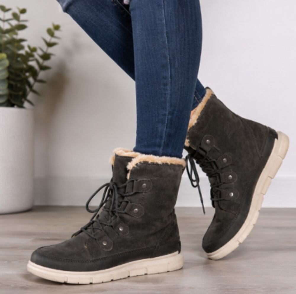SOREL Explorer II Joan Faux Fur Winter Boots Women’s 11 Grill Fawn